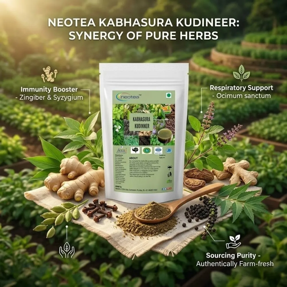 Kabasura Kudineer Powder | Immunity Booster Chooranam | Kashayam for Respiratory Support | Fresh Ginger & Siddha Herbs | Cold, Cough, and Fever Relief | GMP Certified Herbal Supplement