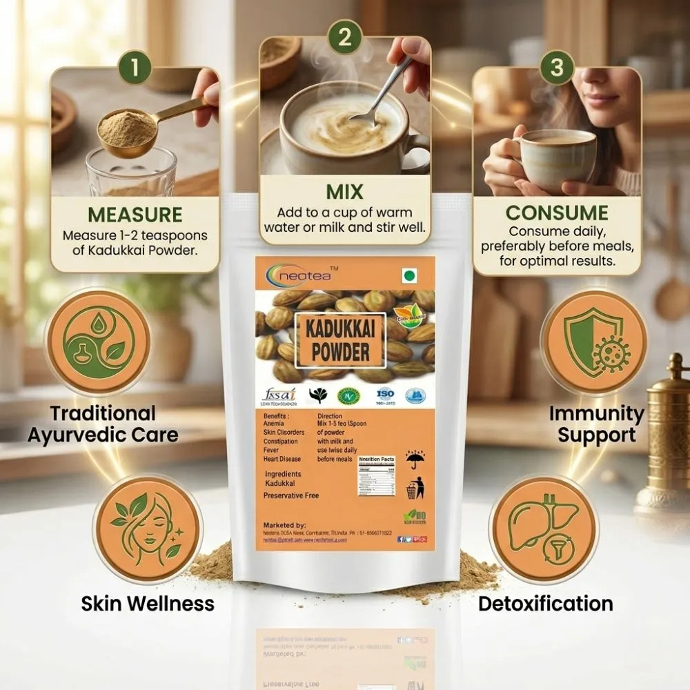 Kadukkai Powder | Haritaki Powder | Terminalia Chebula Fruit Powder | 100% Natural Herbal Powder | Traditional Ayurvedic Wellness Ingredient