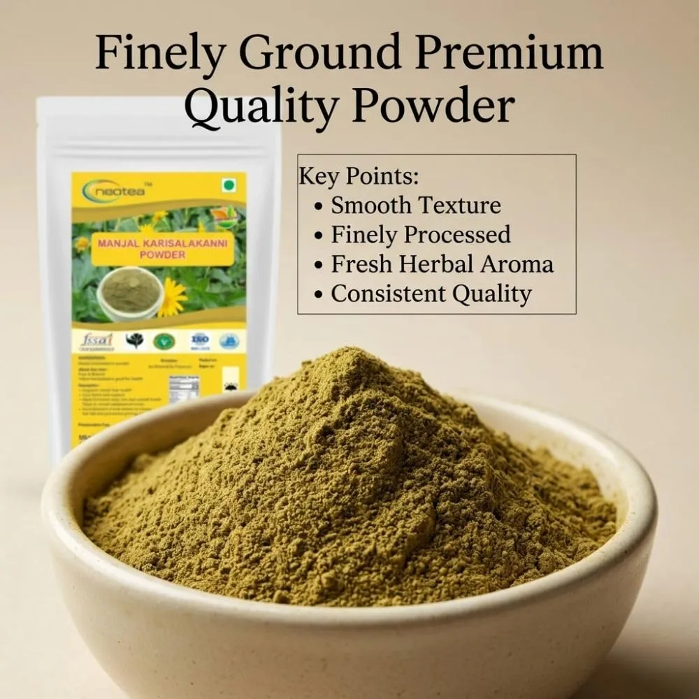 Manjal Karisalankanni Powder | Turmeric & Karisalankanni (Bhringraj / Eclipta Alba) Ayurvedic Herbal Blend | Supports Hair Growth, Skin & Natural Detox | 100% Pure, Vegan, No Preservatives