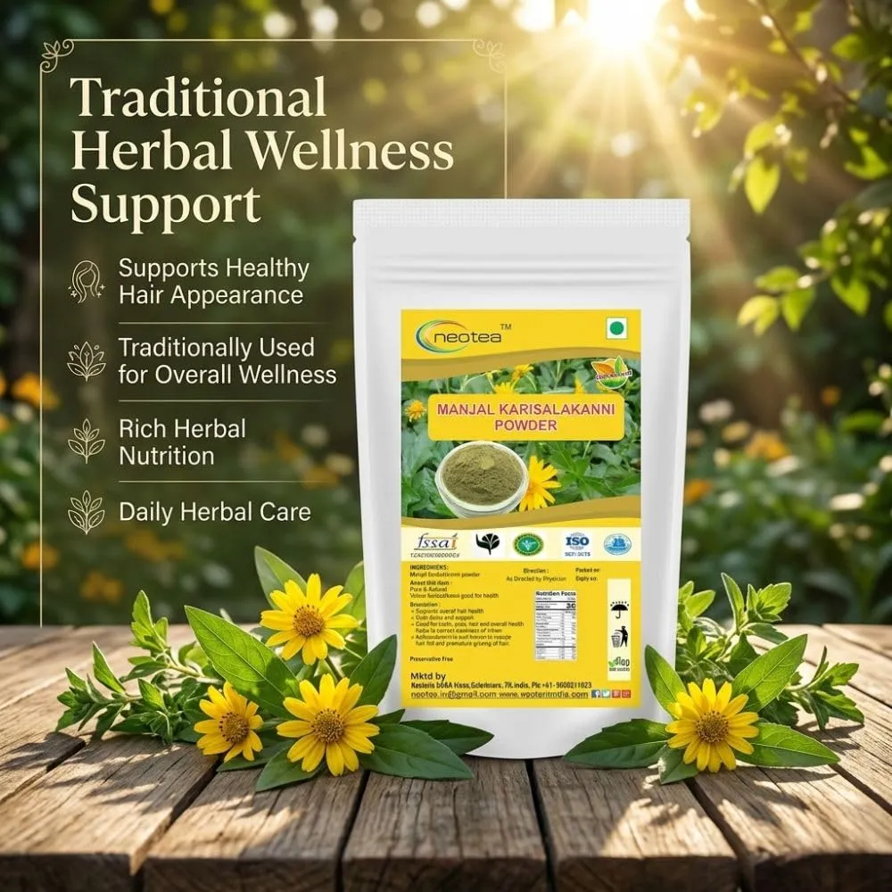 Manjal Karisalankanni Powder | Turmeric & Karisalankanni (Bhringraj / Eclipta Alba) Ayurvedic Herbal Blend | Supports Hair Growth, Skin & Natural Detox | 100% Pure, Vegan, No Preservatives