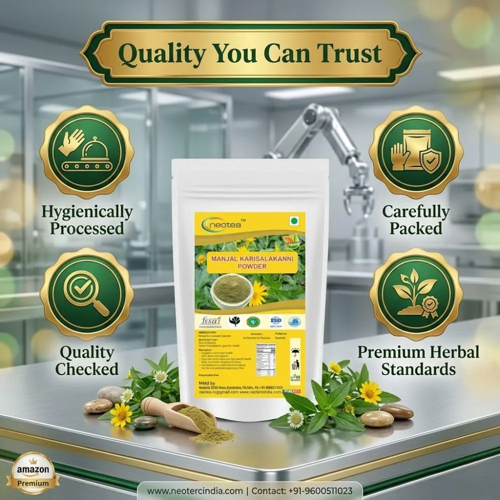 Manjal Karisalankanni Powder | Turmeric & Karisalankanni (Bhringraj / Eclipta Alba) Ayurvedic Herbal Blend | Supports Hair Growth, Skin & Natural Detox | 100% Pure, Vegan, No Preservatives