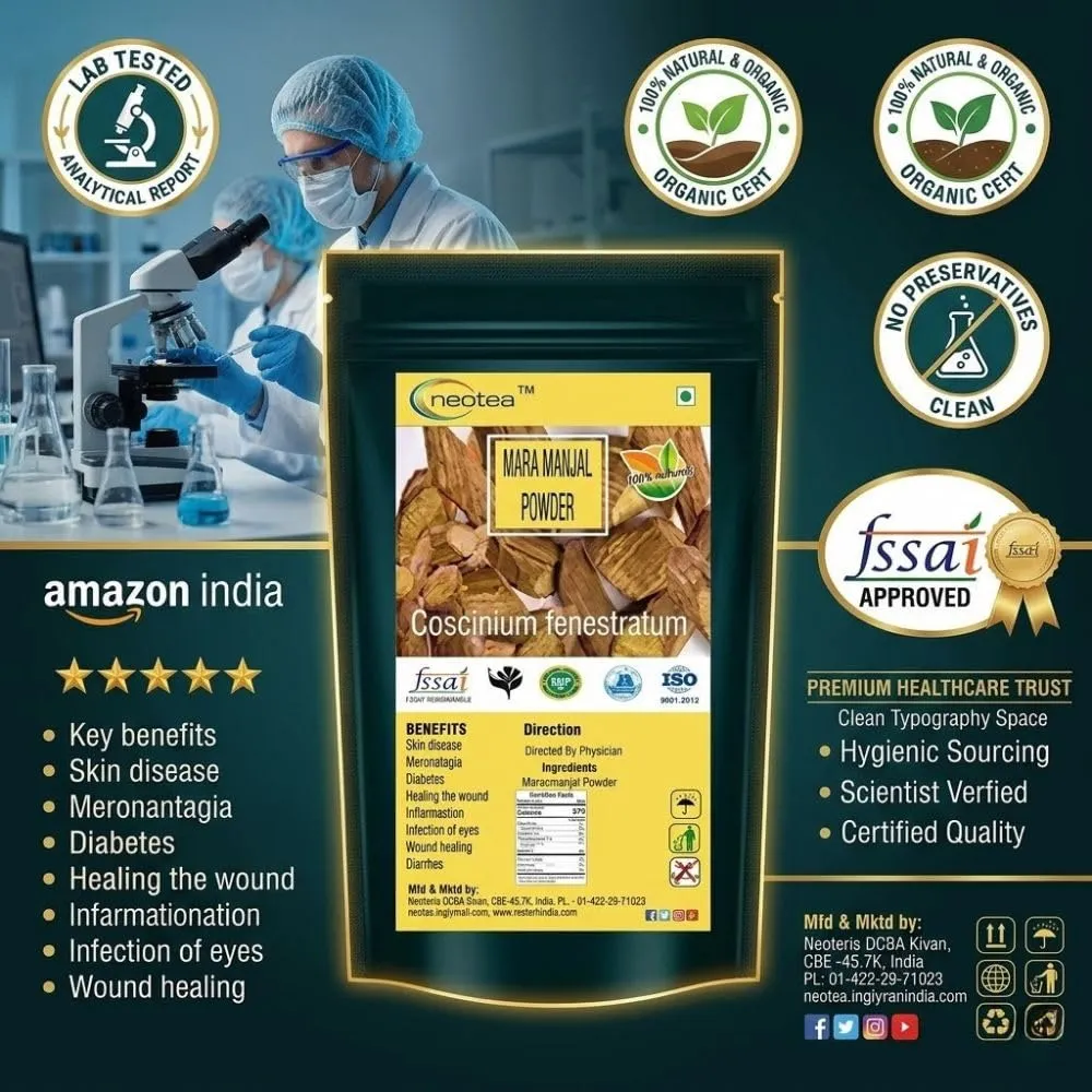 Maramanjal | Natural Kasturi Haldi Powder for Glowing Skin | Wild Turmeric (Curcuma Aromatica) for Acne, Dark Spots, & Tan Removal | 100% Pure, Chemical-Free, Preservative-Free | Brightening & Whitening Face Pack