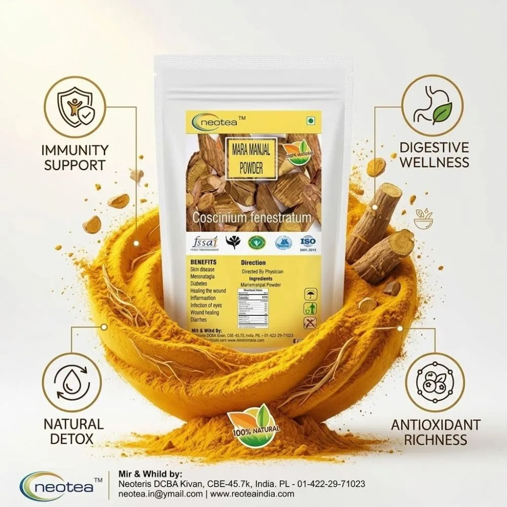 Maramanjal | Natural Kasturi Haldi Powder for Glowing Skin | Wild Turmeric (Curcuma Aromatica) for Acne, Dark Spots, & Tan Removal | 100% Pure, Chemical-Free, Preservative-Free | Brightening & Whitening Face Pack