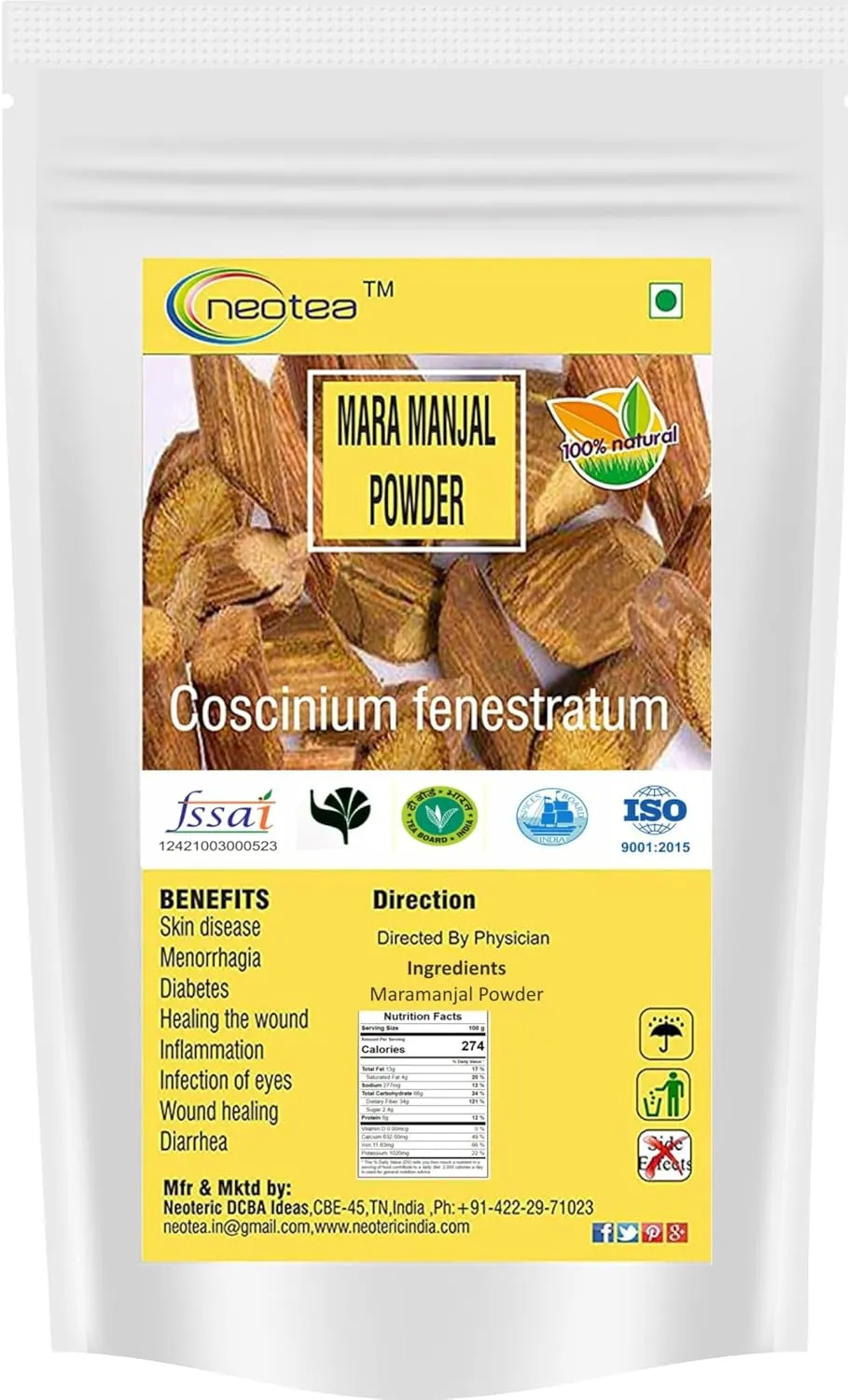 Maramanjal | Natural Kasturi Haldi Powder for Glowing Skin | Wild Turmeric (Curcuma Aromatica) for Acne, Dark Spots, & Tan Removal | 100% Pure, Chemical-Free, Preservative-Free | Brightening & Whitening Face Pack