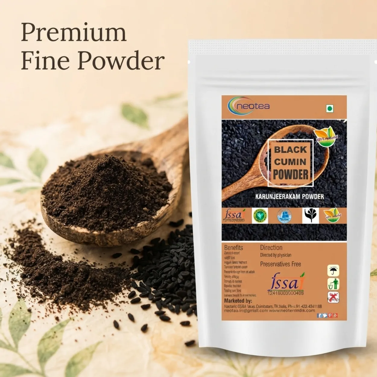 Karunjeeragam Powder | Black Cumin Seed Powder | Nigella Sativa | 100% Natural Herbal Powder | Traditionally Used Spice & Wellness Ingredient