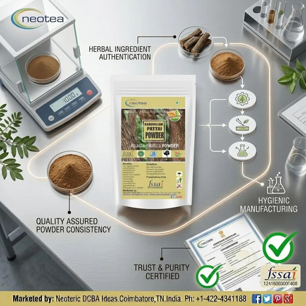 Karuvelampattai Powder | Acacia Tree Bark Powder | Natural Herbal Powder | Traditional Ayurvedic Ingredient | Finely Ground Pure Bark Powder | 100% Natural