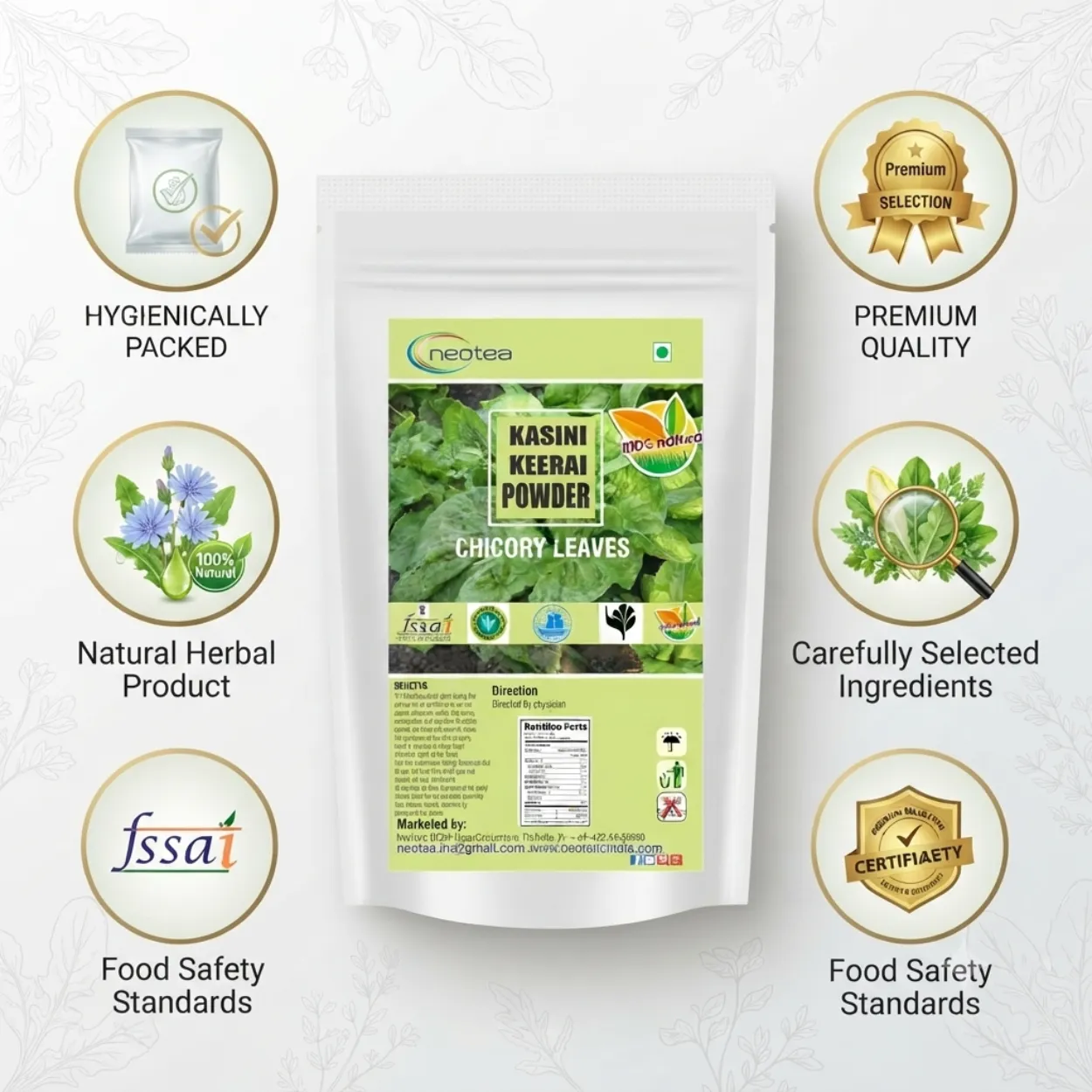 Kasini Keerai Powder | Chicory Greens Powder | Cichorium Intybus Leaf Powder | 100% Natural Herbal Powder | Traditional Wellness Ingredient | Easy to Use