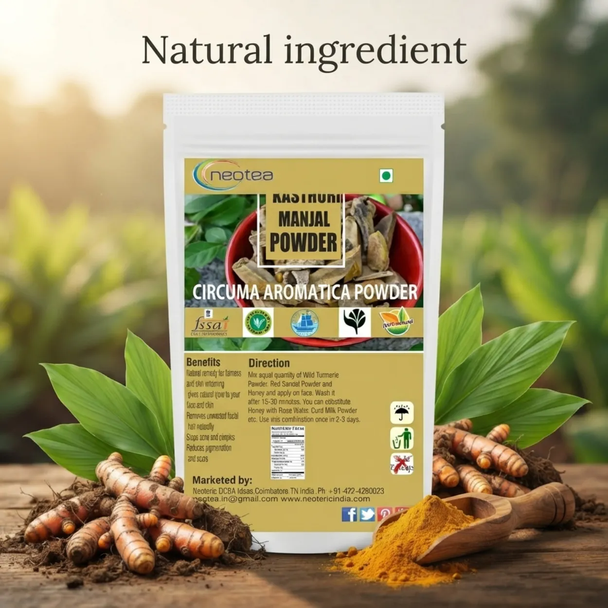 Kasthuri Manjal Powder 100% Natural Wild Turmeric Kasturi Haldi Powder for Skin Care, Traditional Herbal Beauty Care, Face Pack & Bath Rituals, Pure Kasthuri Manjal