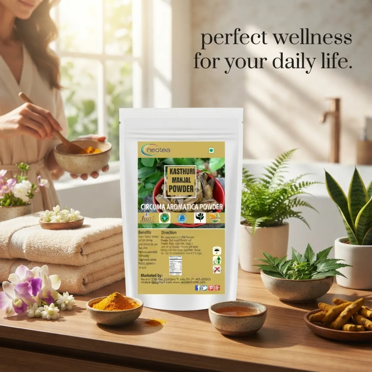 Kasthuri Manjal Powder 100% Natural Wild Turmeric Kasturi Haldi Powder for Skin Care, Traditional Herbal Beauty Care, Face Pack & Bath Rituals, Pure Kasthuri Manjal