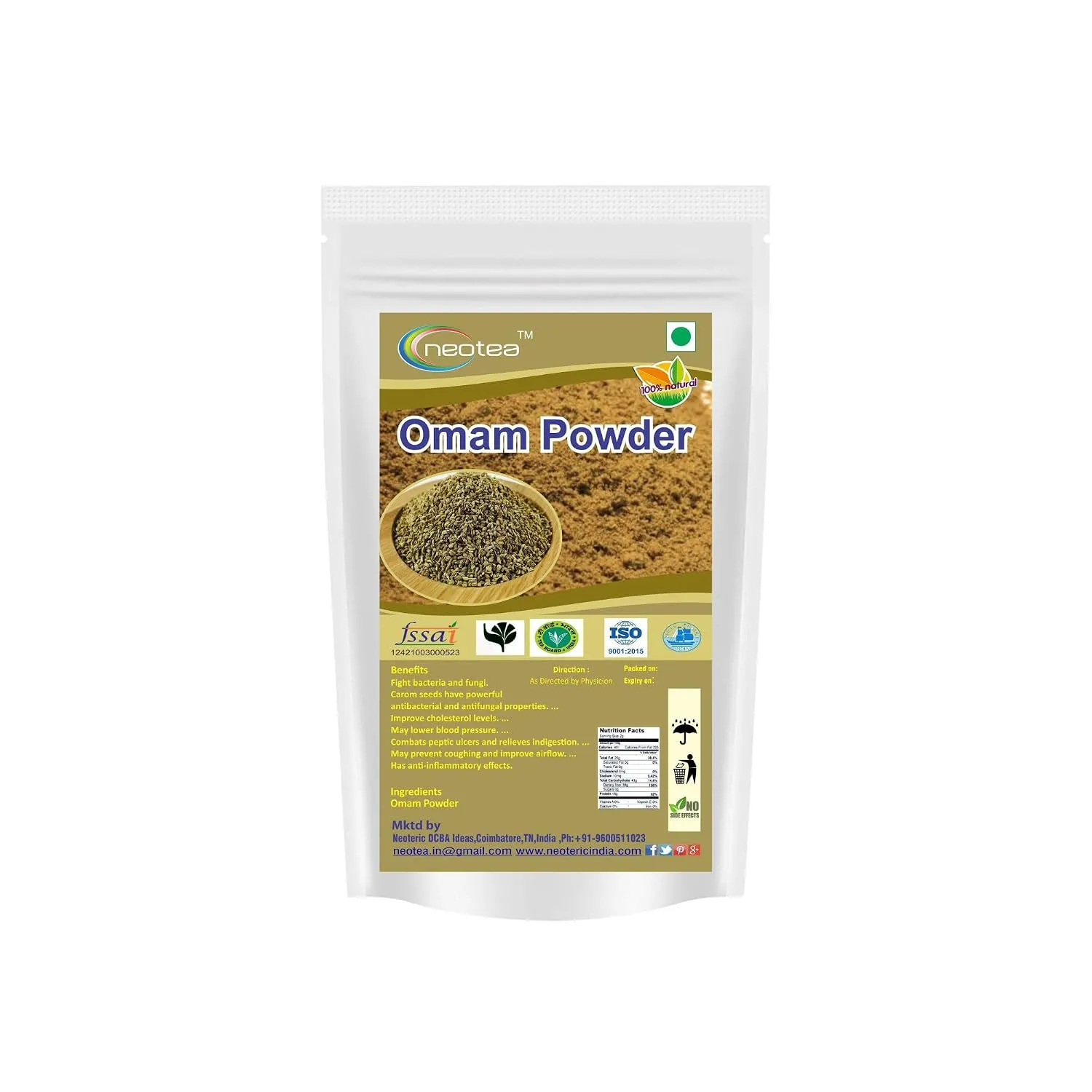 Omam Powder (Ajwain / Carom Seeds Powder) – Finely Ground Traditional Indian Spice, Aromatic & Flavorful Kitchen Ingredient for Curries, Snacks, Masala Blends & Everyday Cooking