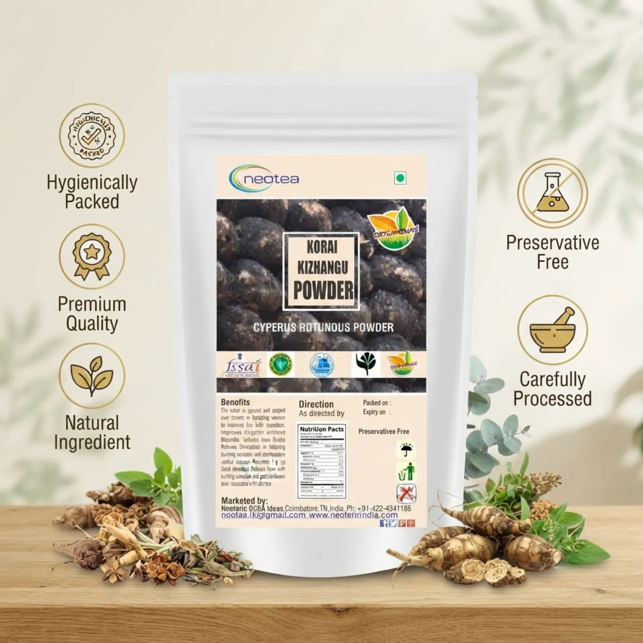 Korai Kizhangu Powder | Nut Grass Root Powder | Cyperus Rotundus | Natural Herbal Powder | Traditional Ayurvedic Ingredient | Fine Ground | 100% Pure