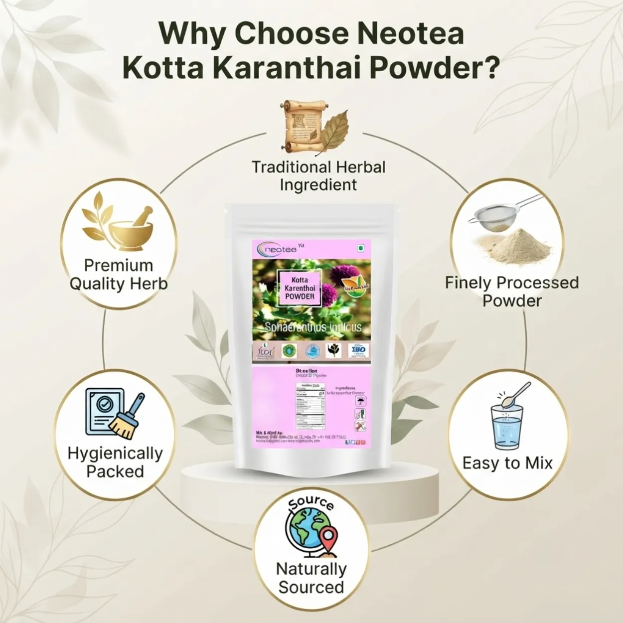 Kotta Karanthai Powder | Natural Herbal Powder | Traditional Indian Herb | Pure Kotta Karanthai | Ayurvedic Wellness Ingredient | 100% Natural