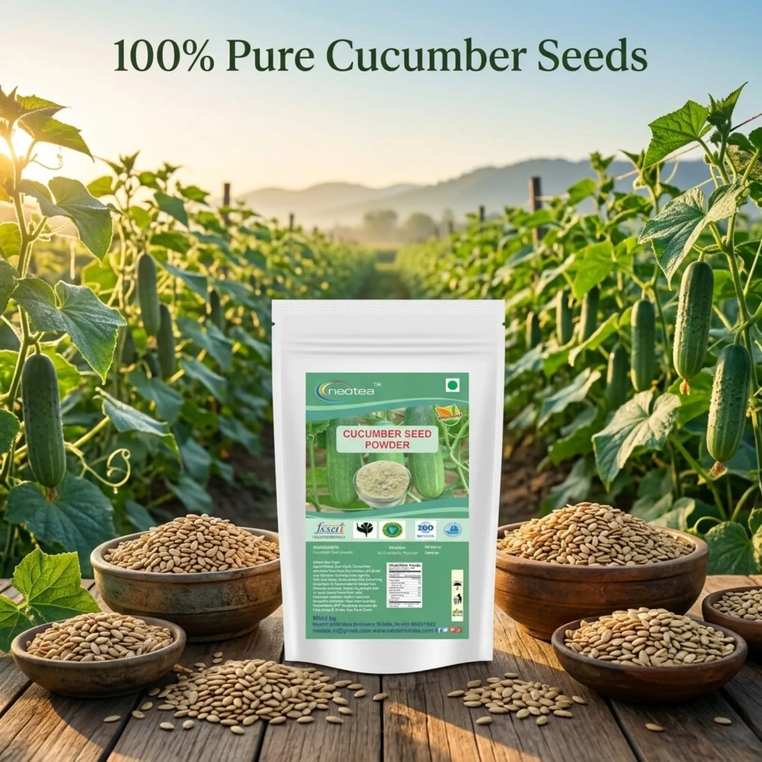 Cucumber Seed Powder 100% Natural, Finely Ground Cucumber Seeds Powder, Plant-Based Ingredient for Smoothies, Drinks, Porridge & Traditional Recipes, Carefully Processed & Packed