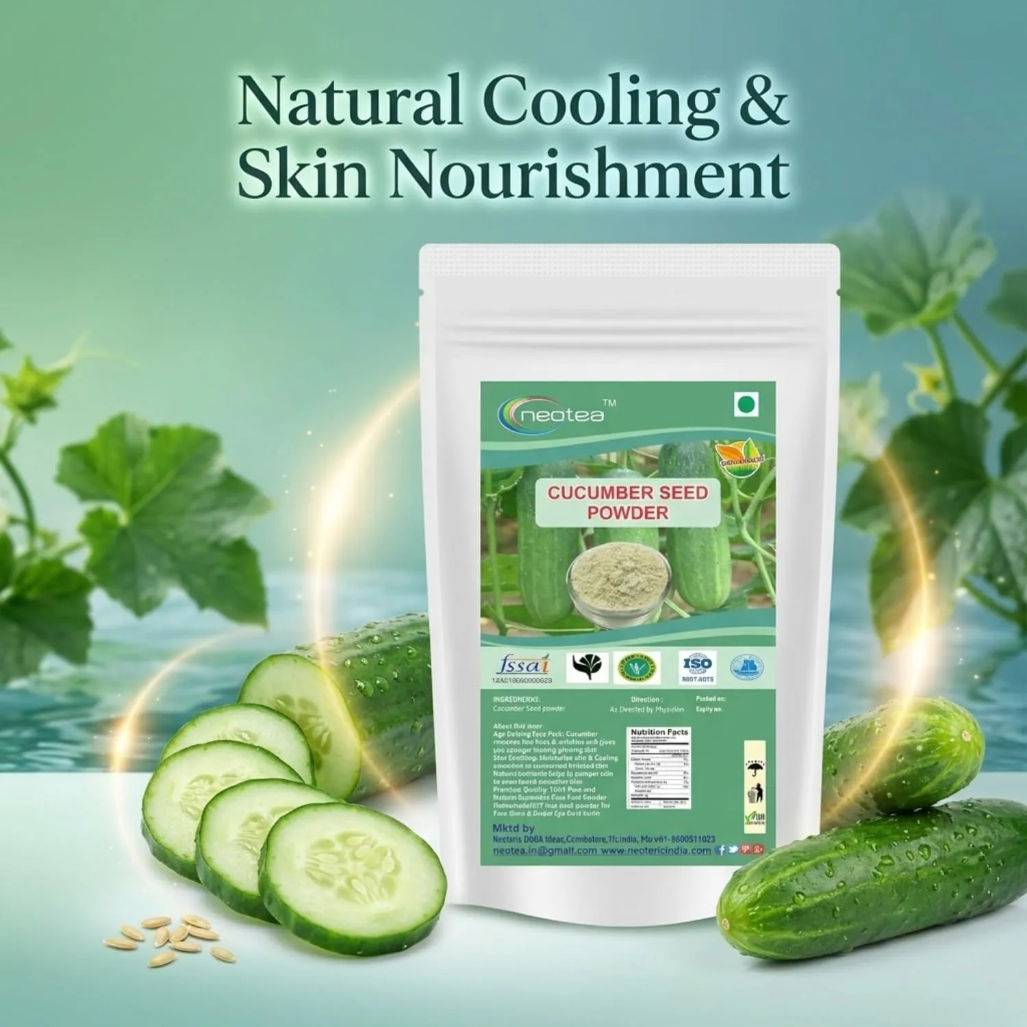 Cucumber Seed Powder 100% Natural, Finely Ground Cucumber Seeds Powder, Plant-Based Ingredient for Smoothies, Drinks, Porridge & Traditional Recipes, Carefully Processed & Packed