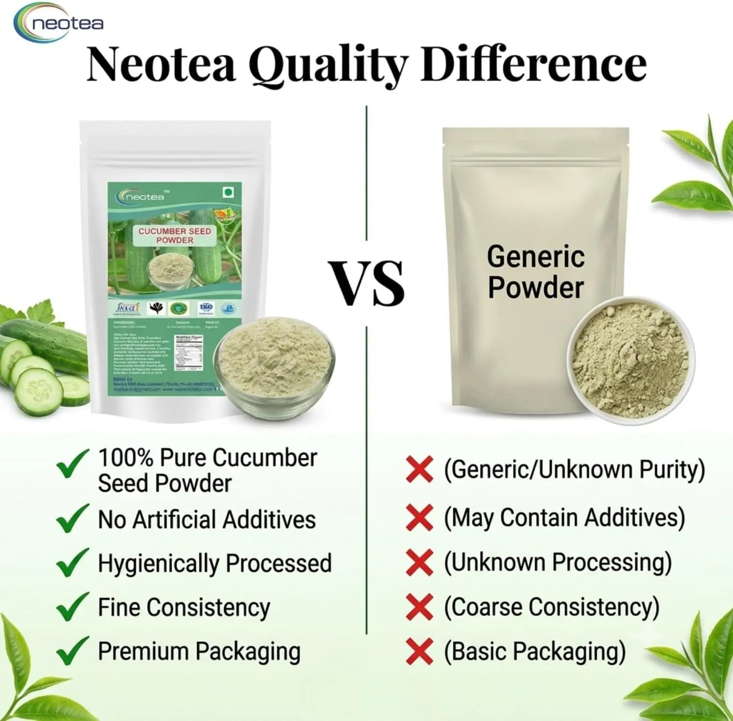 Cucumber Seed Powder 100% Natural, Finely Ground Cucumber Seeds Powder, Plant-Based Ingredient for Smoothies, Drinks, Porridge & Traditional Recipes, Carefully Processed & Packed