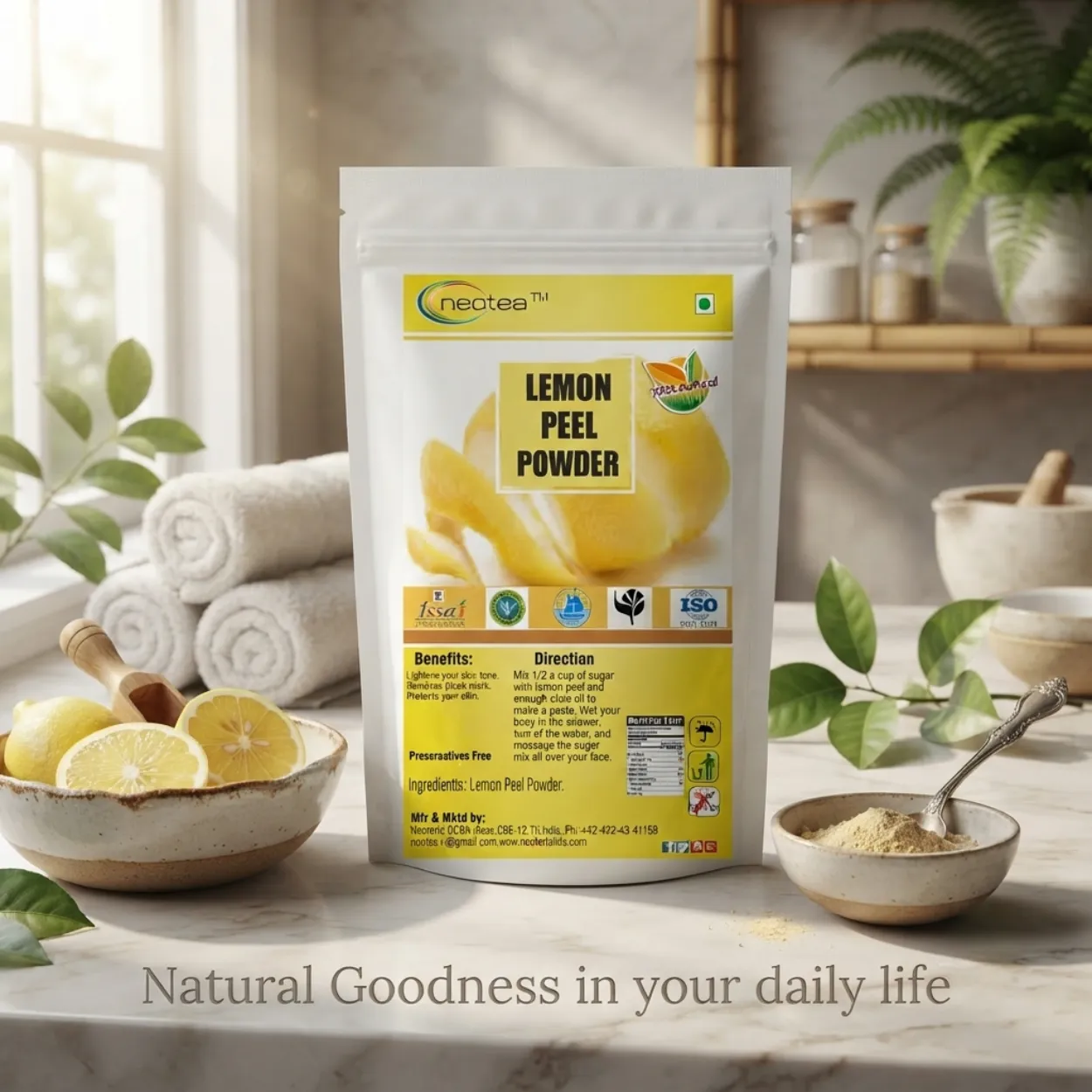 Lemon Peel Powder 100% Natural Dried Lemon Peel Powder | Citrus Peel Powder for DIY Beauty & Wellness | Rich in Natural Citrus Aroma | No Preservatives | Herbal Ingredient