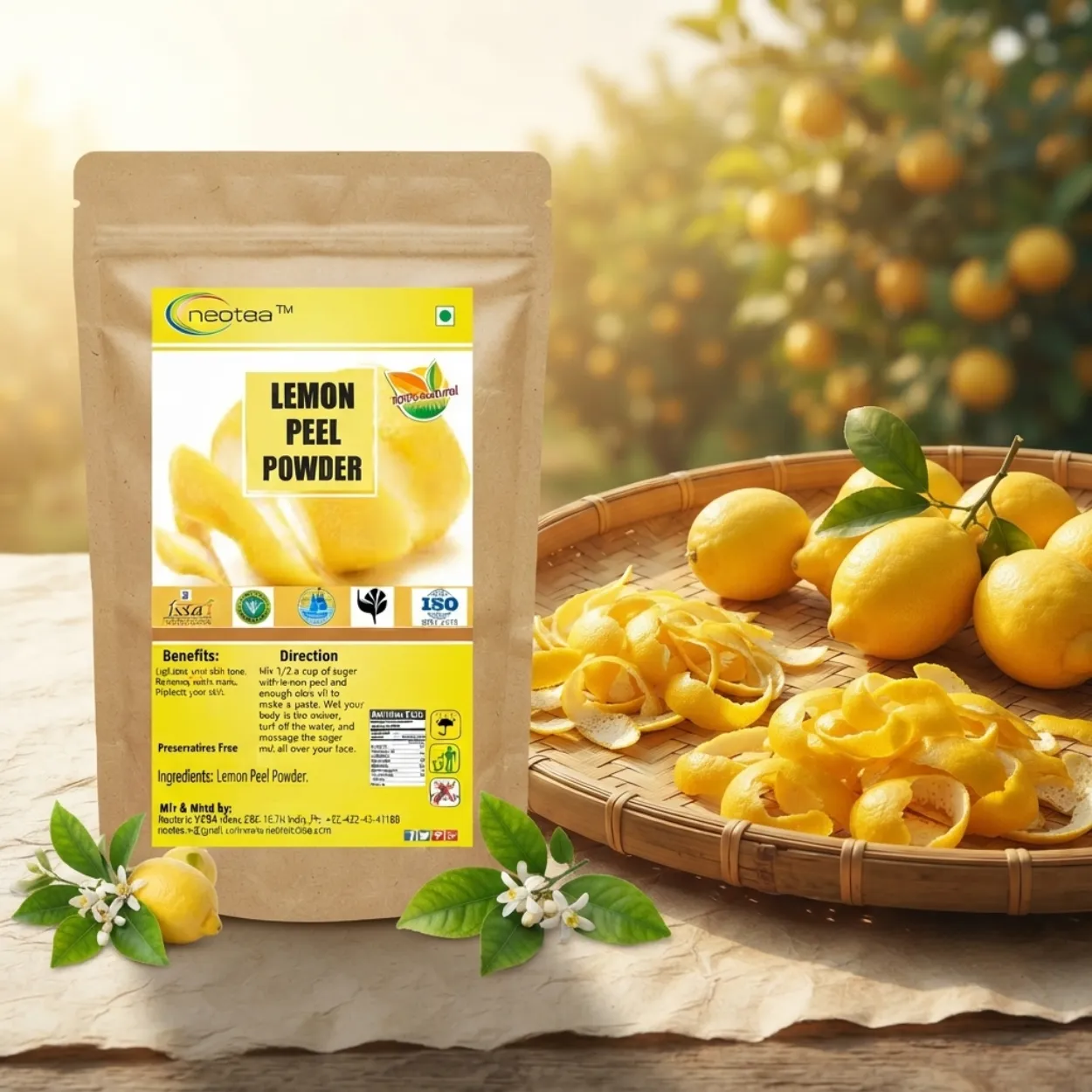 Lemon Peel Powder 100% Natural Dried Lemon Peel Powder | Citrus Peel Powder for DIY Beauty & Wellness | Rich in Natural Citrus Aroma | No Preservatives | Herbal Ingredient