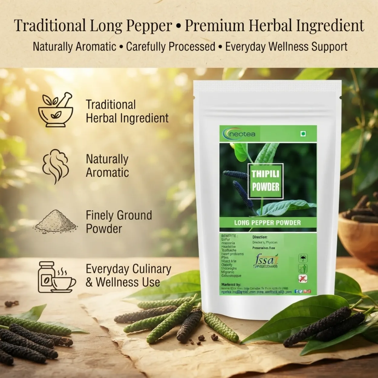 Long Pepper Powder | Pippali Powder | Indian Long Pepper Spice | Natural Herbal Powder for Traditional Recipes & Wellness | Premium Quality | 100% Natural