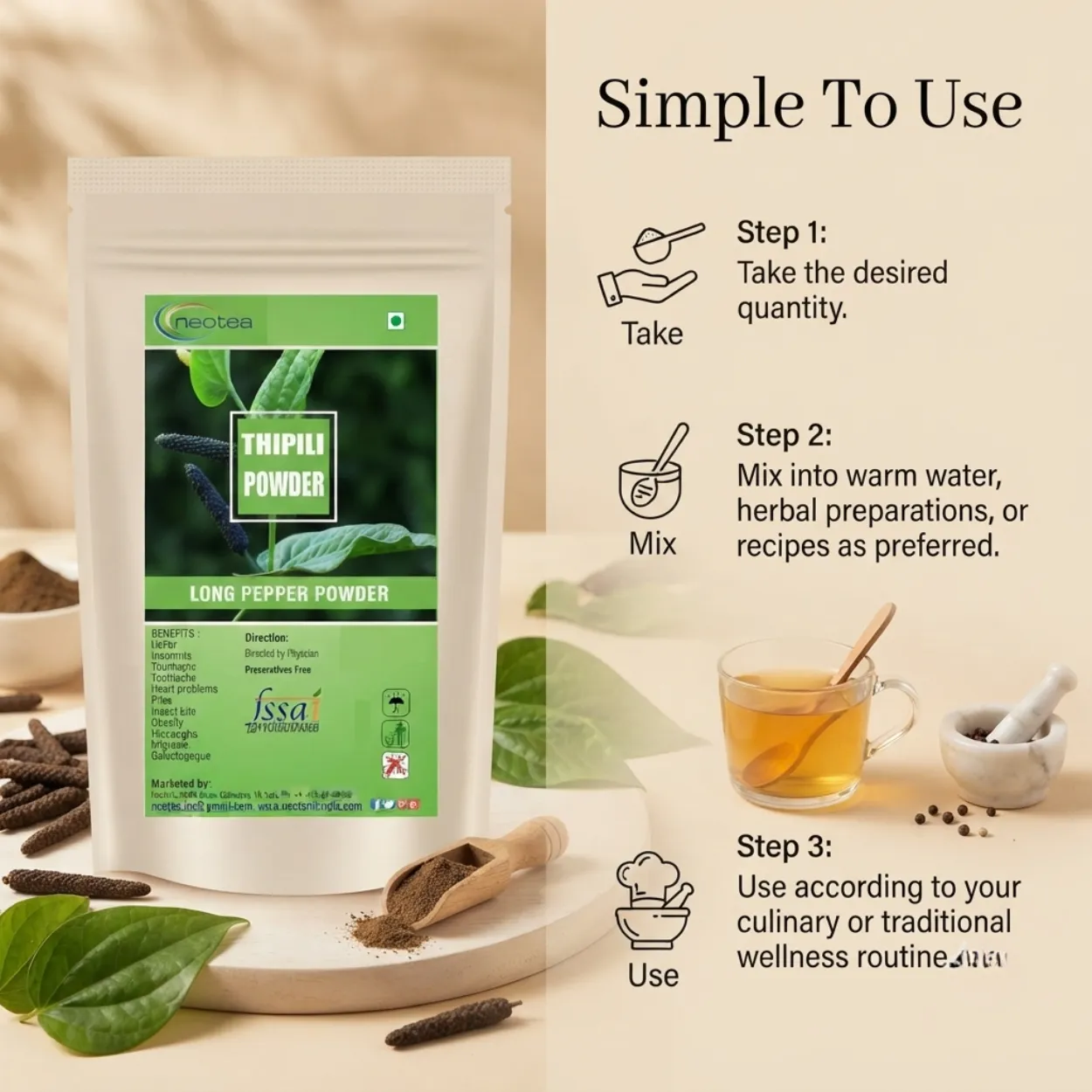 Long Pepper Powder | Pippali Powder | Indian Long Pepper Spice | Natural Herbal Powder for Traditional Recipes & Wellness | Premium Quality | 100% Natural