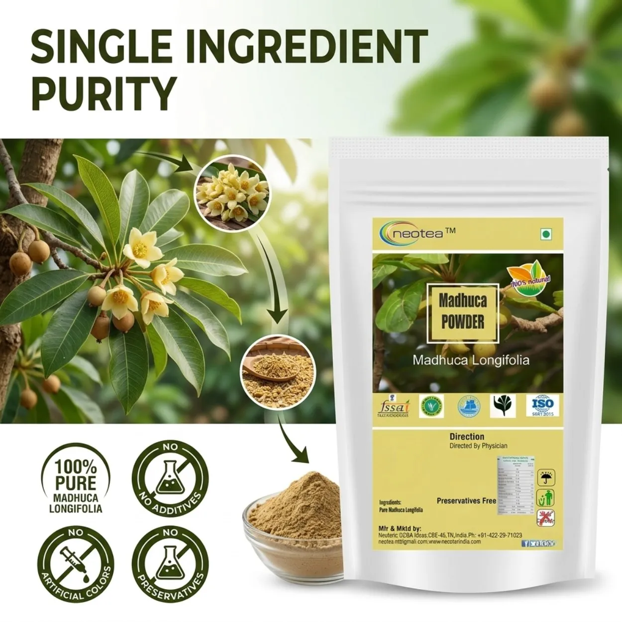 Madhuca Powder 100% Natural Mahua Powder | Madhuca Longifolia Dried Flower Powder | Traditional Herbal Ingredient for Wellness, Natural Nutrition & Daily Lifestyle