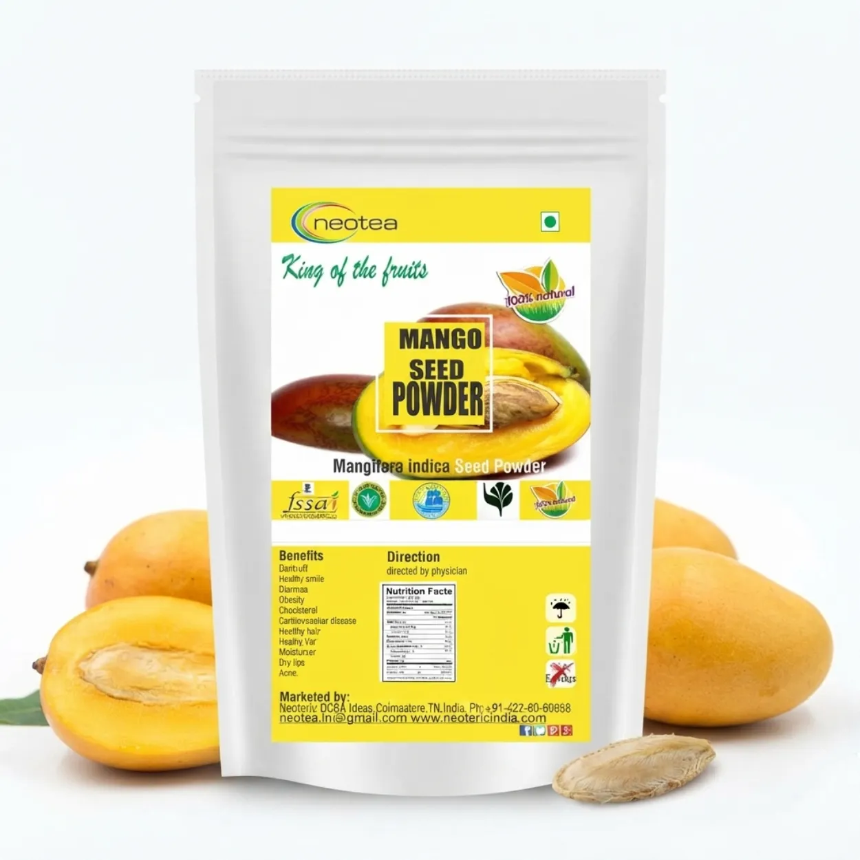 Mango Seed Powder 100% Natural & Pure, Dried Mango Kernel Powder, Traditional Herbal Ingredient for Daily Wellness, Smoothies, Drinks & Home Use