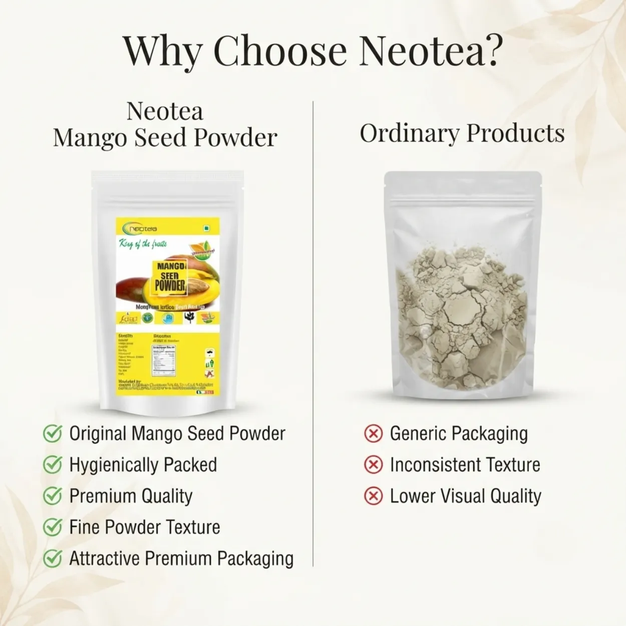 Mango Seed Powder 100% Natural & Pure, Dried Mango Kernel Powder, Traditional Herbal Ingredient for Daily Wellness, Smoothies, Drinks & Home Use