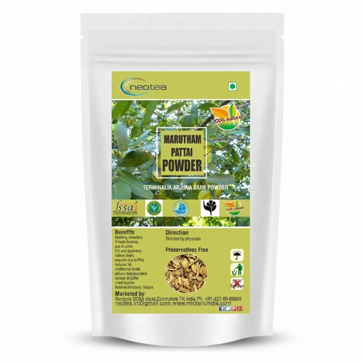 Marutham Pattai Powder | Marutham Pattai Herbal Powder | Terminalia Arjuna Bark Powder | Natural Ayurvedic Herb | Traditionally Used Herbal Ingredient