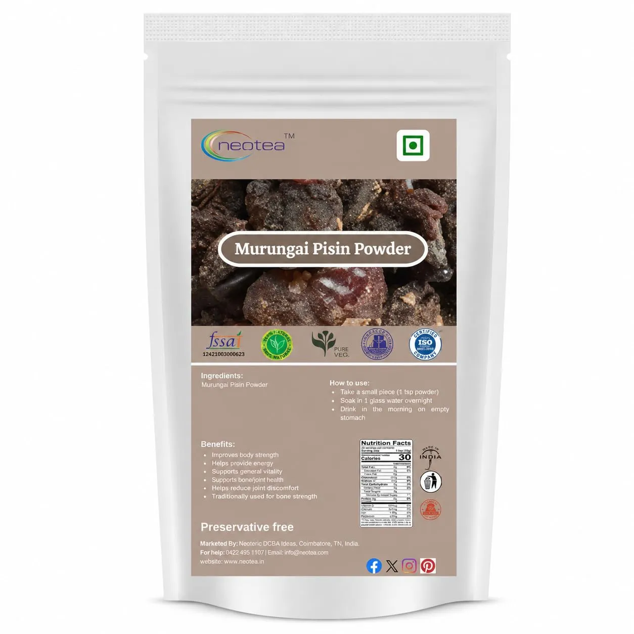Murungai Pisin Powder | Moringa Gum Powder | 100% Natural Herbal Powder | Finely Ground Murungai Pisin | Traditional Ingredient for Everyday Use | Carefully Processed & Packed