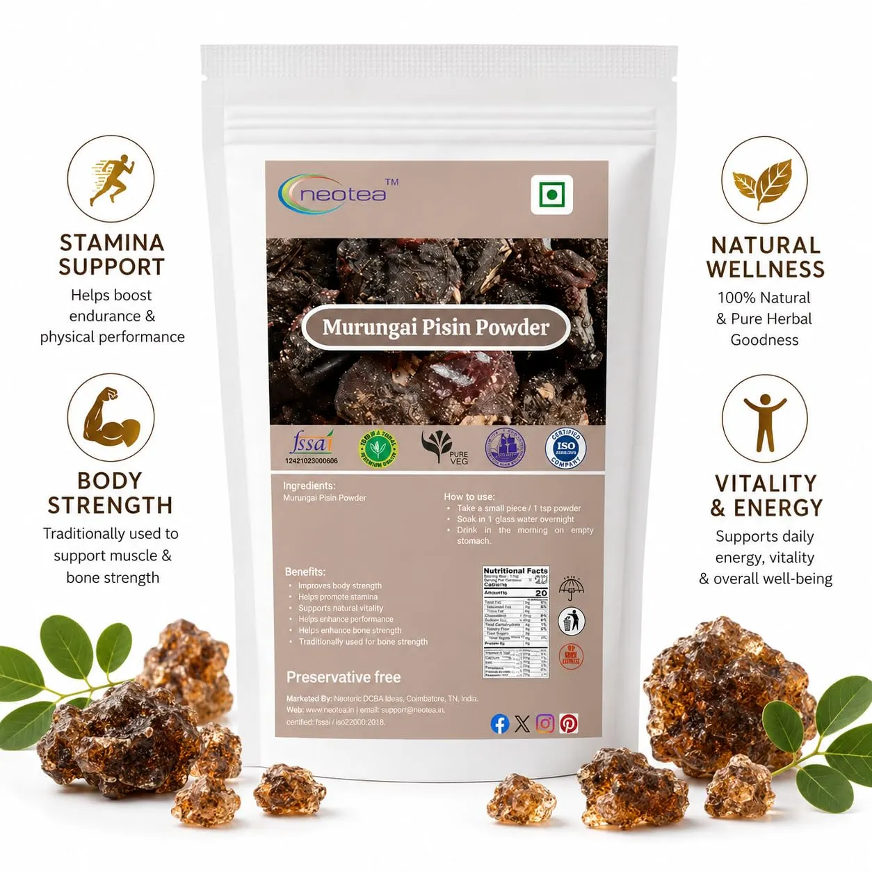 Murungai Pisin Powder | Moringa Gum Powder | 100% Natural Herbal Powder | Finely Ground Murungai Pisin | Traditional Ingredient for Everyday Use | Carefully Processed & Packed