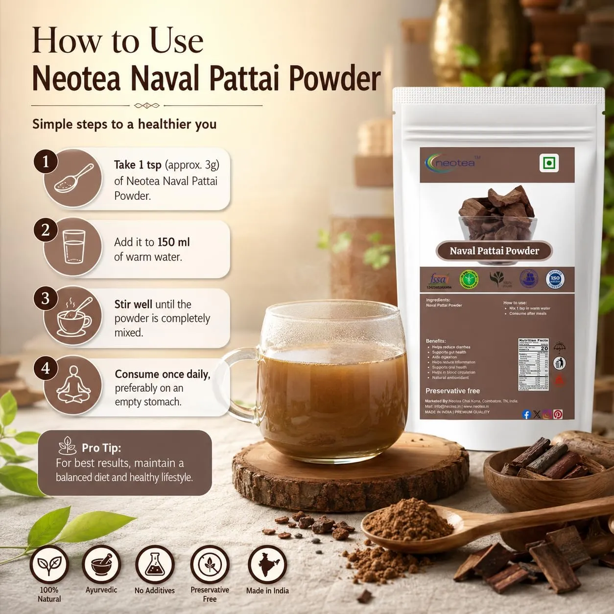 Naval Pattai Powder | Pure Jamun Bark Powder | Traditionally Sourced Herbal Bark Powder | Fine Ground Natural Botanical Ingredient | Carefully Processed & Hygienically Packed
