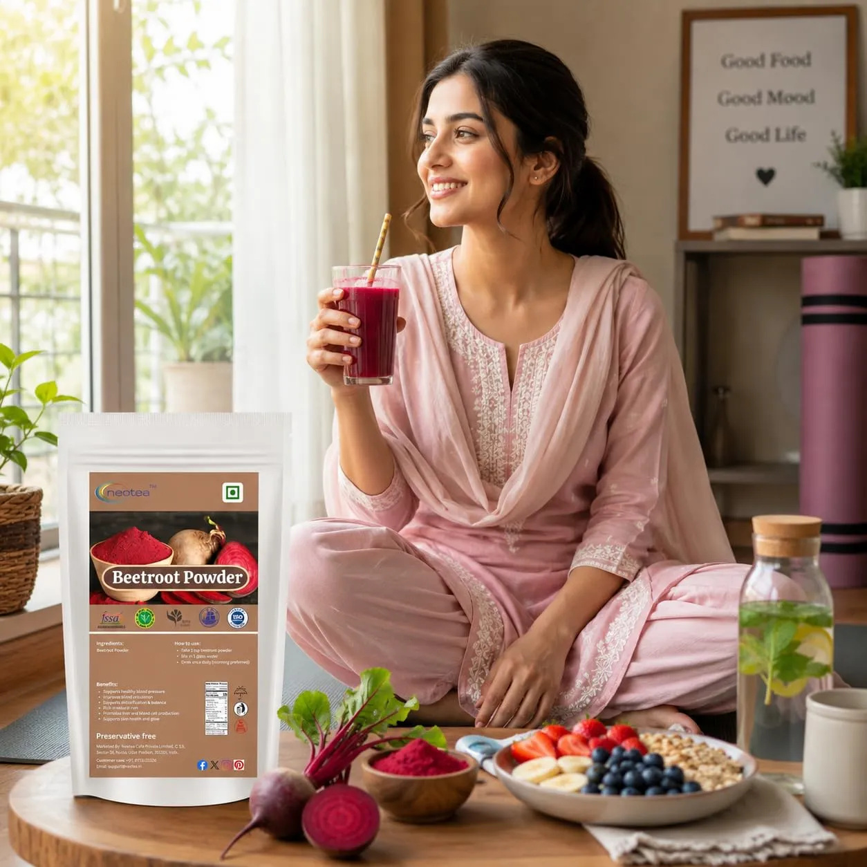 Beetroot Powder 100% Natural Beetroot Powder | Finely Ground Dried Beetroot | Premium Quality Beetroot Powder for Smoothies, Juices, Cooking & Baking | No Added Preservatives
