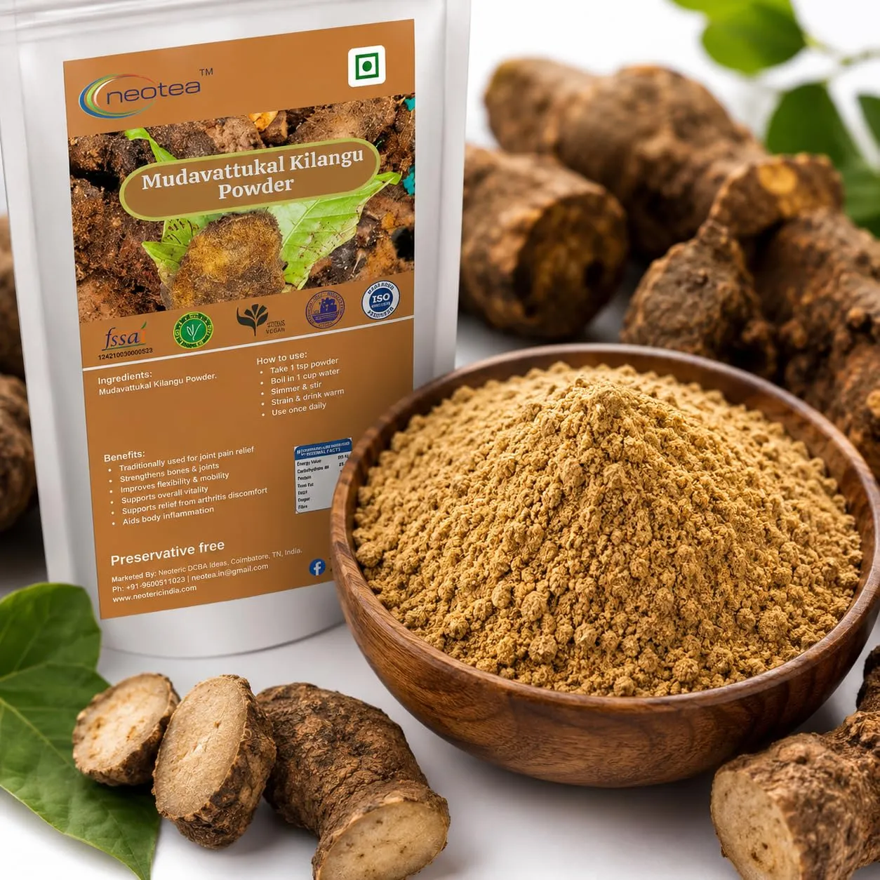 Mudavattukal Kilangu Powder, 100% Natural Dried Mudavattukal Kilangu Root Powder, Finely Ground Herbal Ingredient, Traditional Tamil Nadu Ingredient, No Added Preservatives