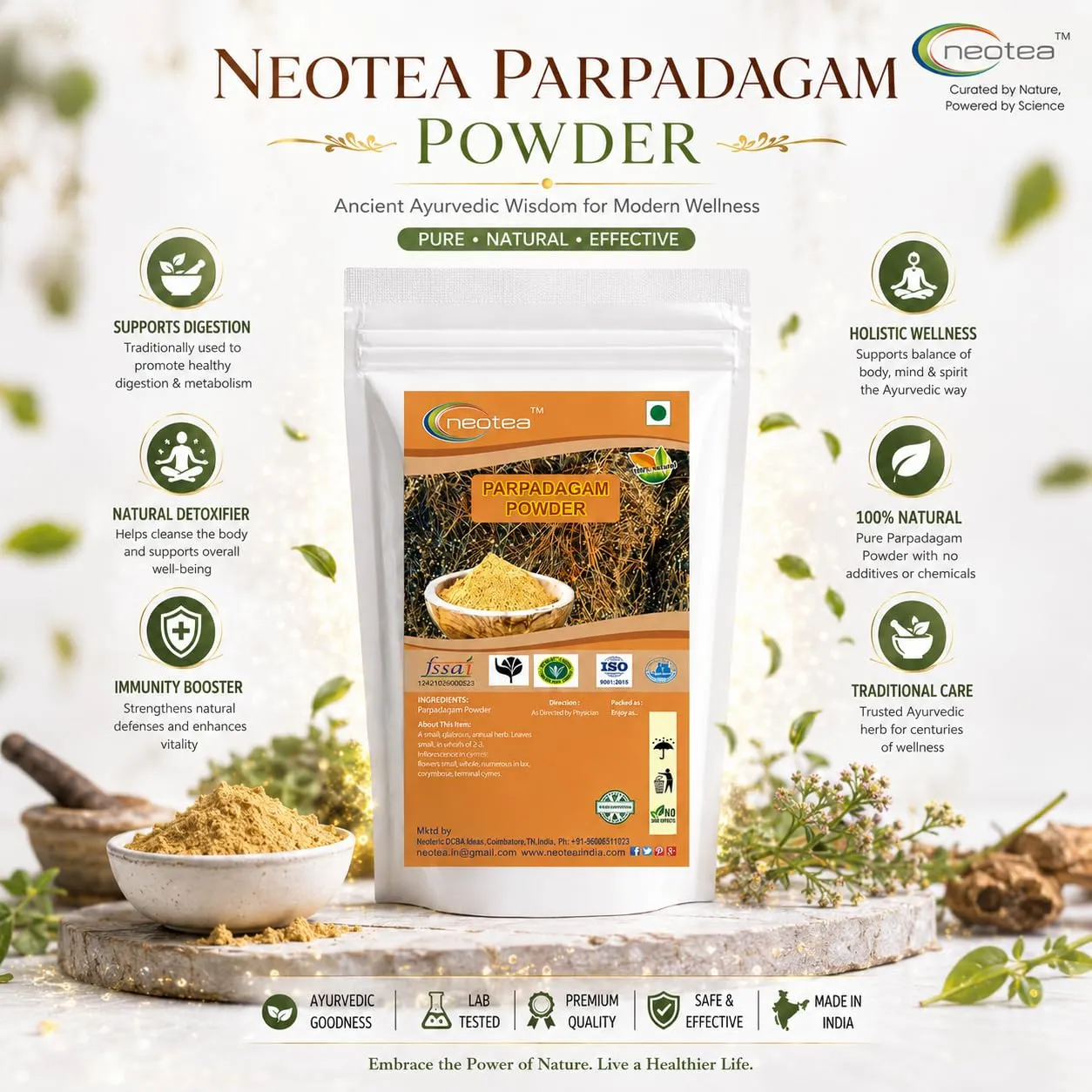 Parpadagam Powder | 100% Natural Dried Parpadagam Herbal Powder | Finely Ground Traditional Herb Powder | Carefully Processed & Hygienically Packed | For Everyday Traditional Use