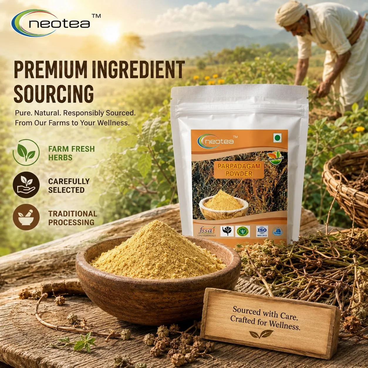 Parpadagam Powder | 100% Natural Dried Parpadagam Herbal Powder | Finely Ground Traditional Herb Powder | Carefully Processed & Hygienically Packed | For Everyday Traditional Use