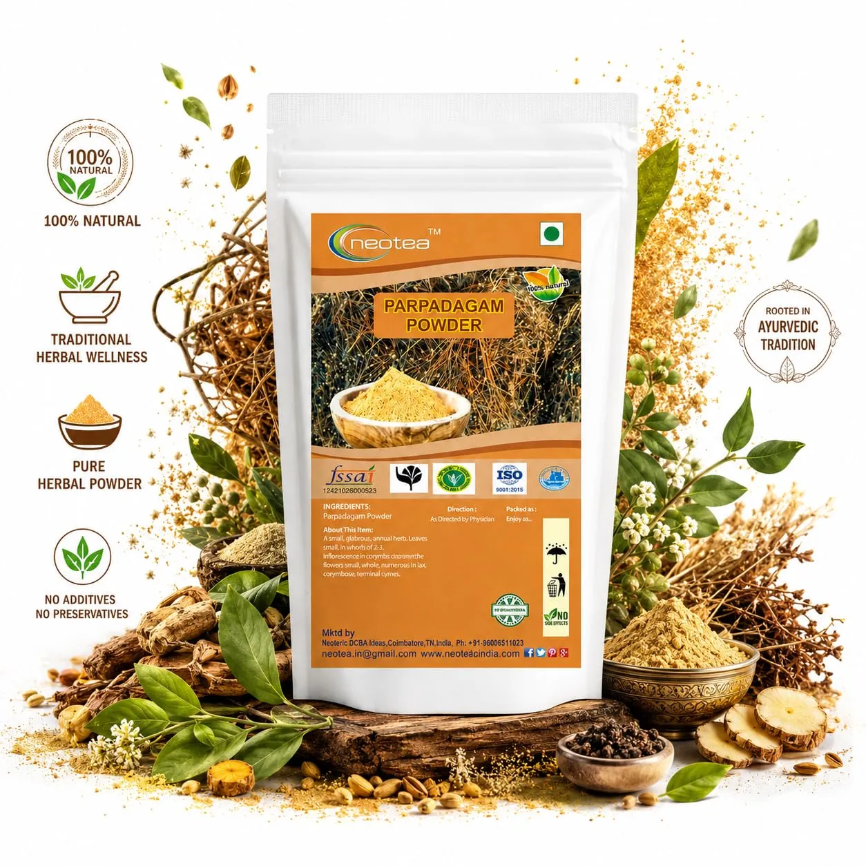 Parpadagam Powder | 100% Natural Dried Parpadagam Herbal Powder | Finely Ground Traditional Herb Powder | Carefully Processed & Hygienically Packed | For Everyday Traditional Use