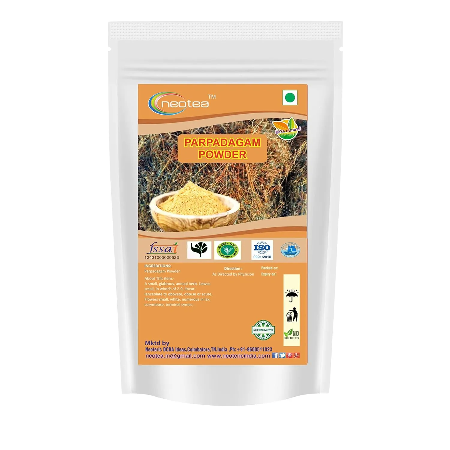 Parpadagam Powder | 100% Natural Dried Parpadagam Herbal Powder | Finely Ground Traditional Herb Powder | Carefully Processed & Hygienically Packed | For Everyday Traditional Use