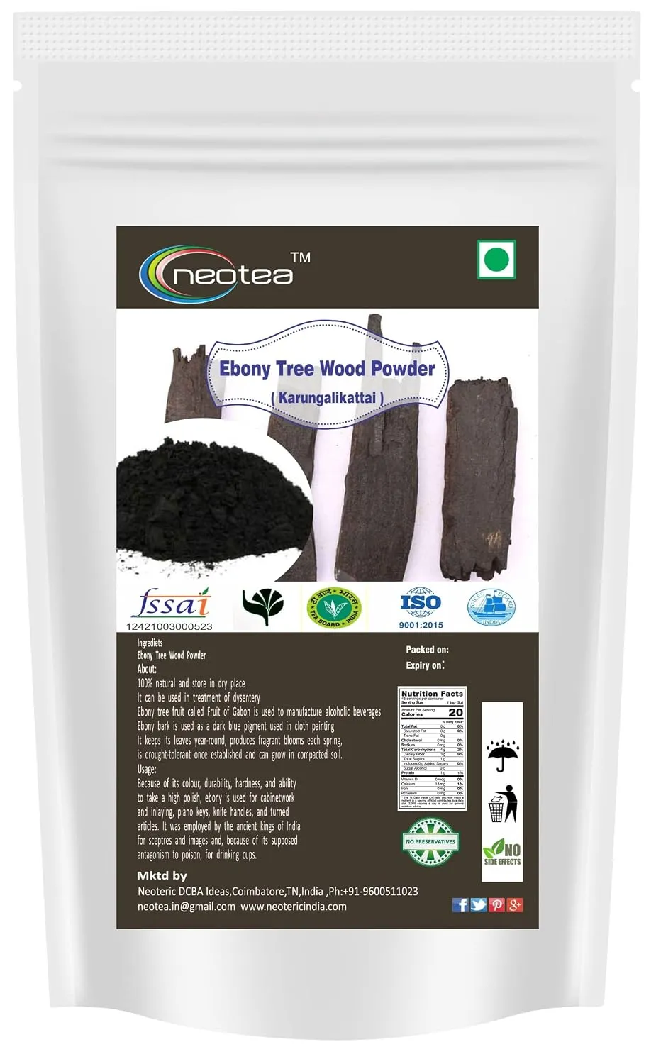 Karungali Kattai Powder | Black Ebony Wood Powder | Karungali Wood Powder | Traditionally Sourced & Finely Ground | Natural Herbal Powder for Traditional & Everyday Use | 100% Pure
