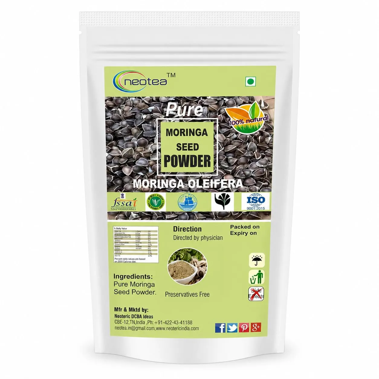 Moringa Seed Powder 100% Natural & Pure Moringa Seeds Powder | Herbal Wellness Ingredient for Daily Nutrition | Plant-Based Natural Product