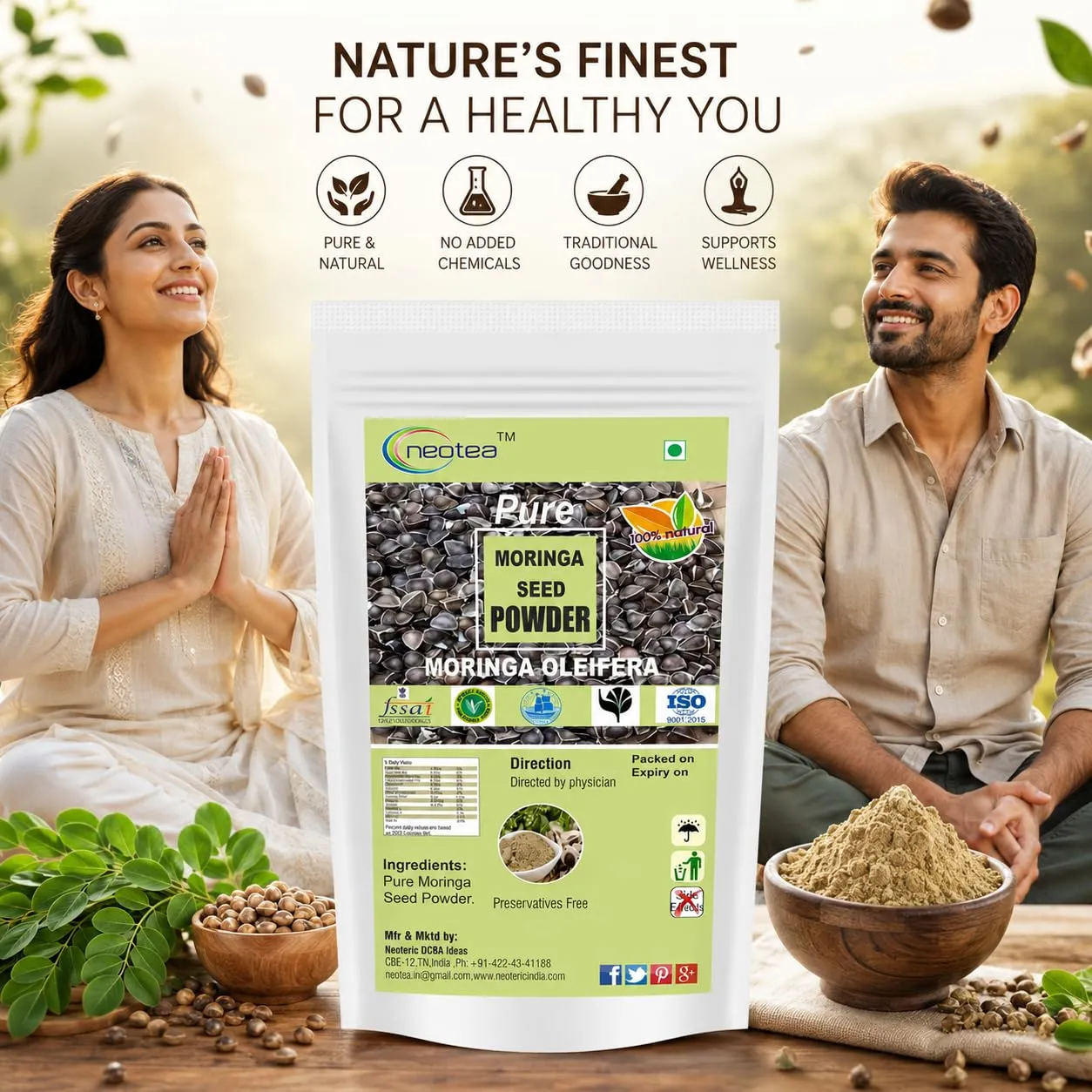 Moringa Seed Powder 100% Natural & Pure Moringa Seeds Powder | Herbal Wellness Ingredient for Daily Nutrition | Plant-Based Natural Product