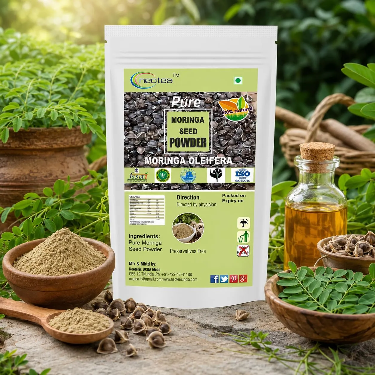 Moringa Seed Powder 100% Natural & Pure Moringa Seeds Powder | Herbal Wellness Ingredient for Daily Nutrition | Plant-Based Natural Product