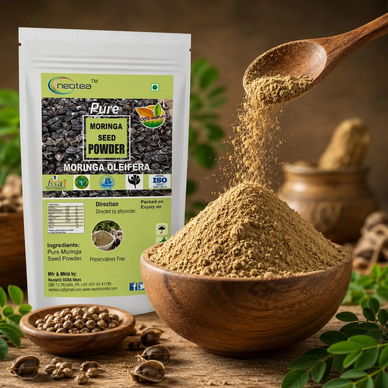 Moringa Seed Powder 100% Natural & Pure Moringa Seeds Powder | Herbal Wellness Ingredient for Daily Nutrition | Plant-Based Natural Product