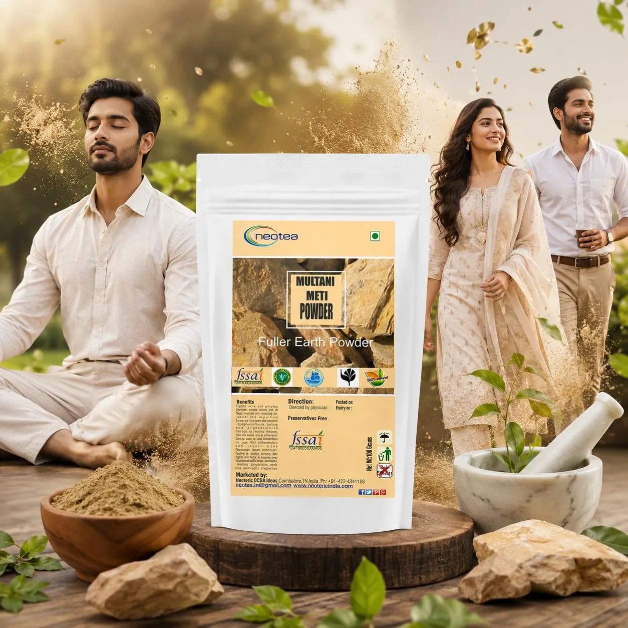 Multani Mitti Powder for Face & Skin | Natural Fuller’s Earth Clay | Deep Cleansing & Oil Absorbing Face Pack | DIY Skincare & Beauty Care | 100% Pure