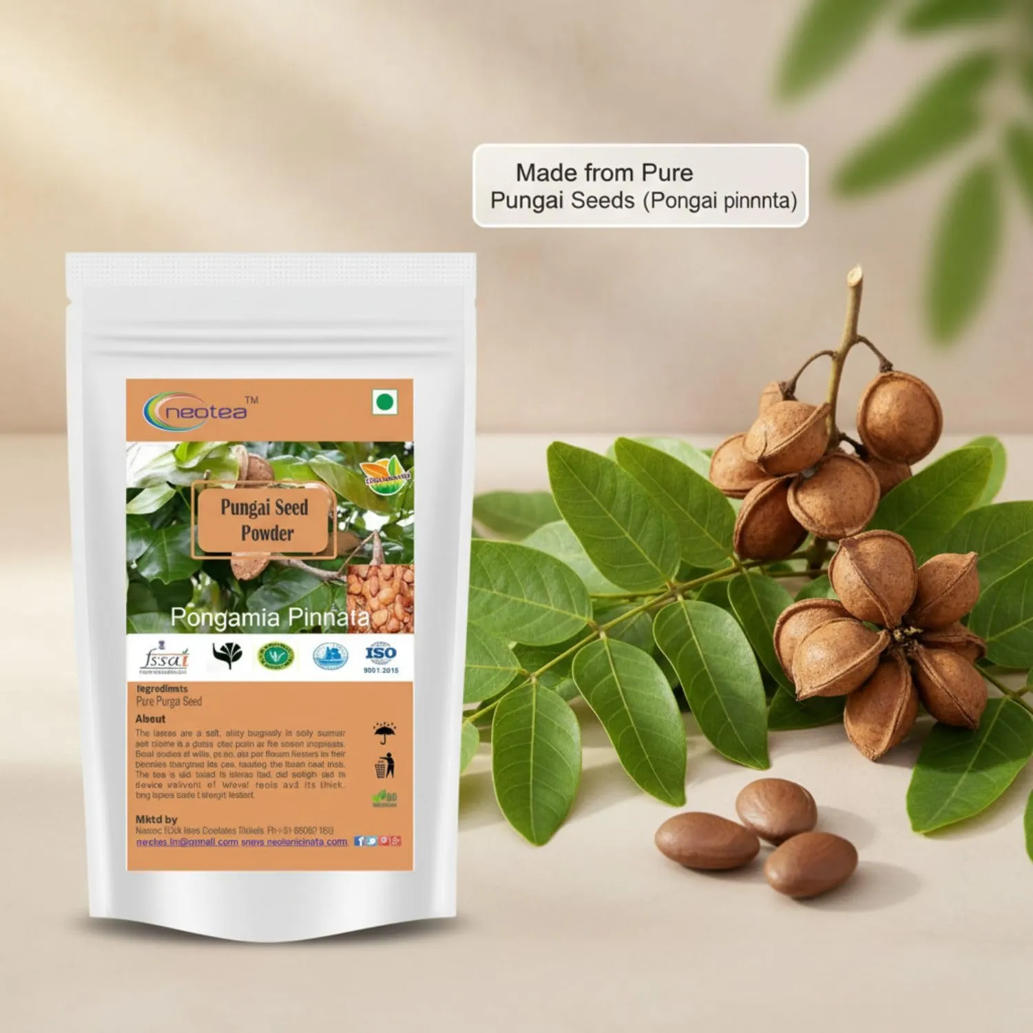 Pungai Seed Powder | Pongamia Pinnata Seed Powder | Finely Ground Natural Herbal Powder | Traditionally Used Botanical Ingredient | For Everyday Herbal & Personal Care Uses | 100% Natural