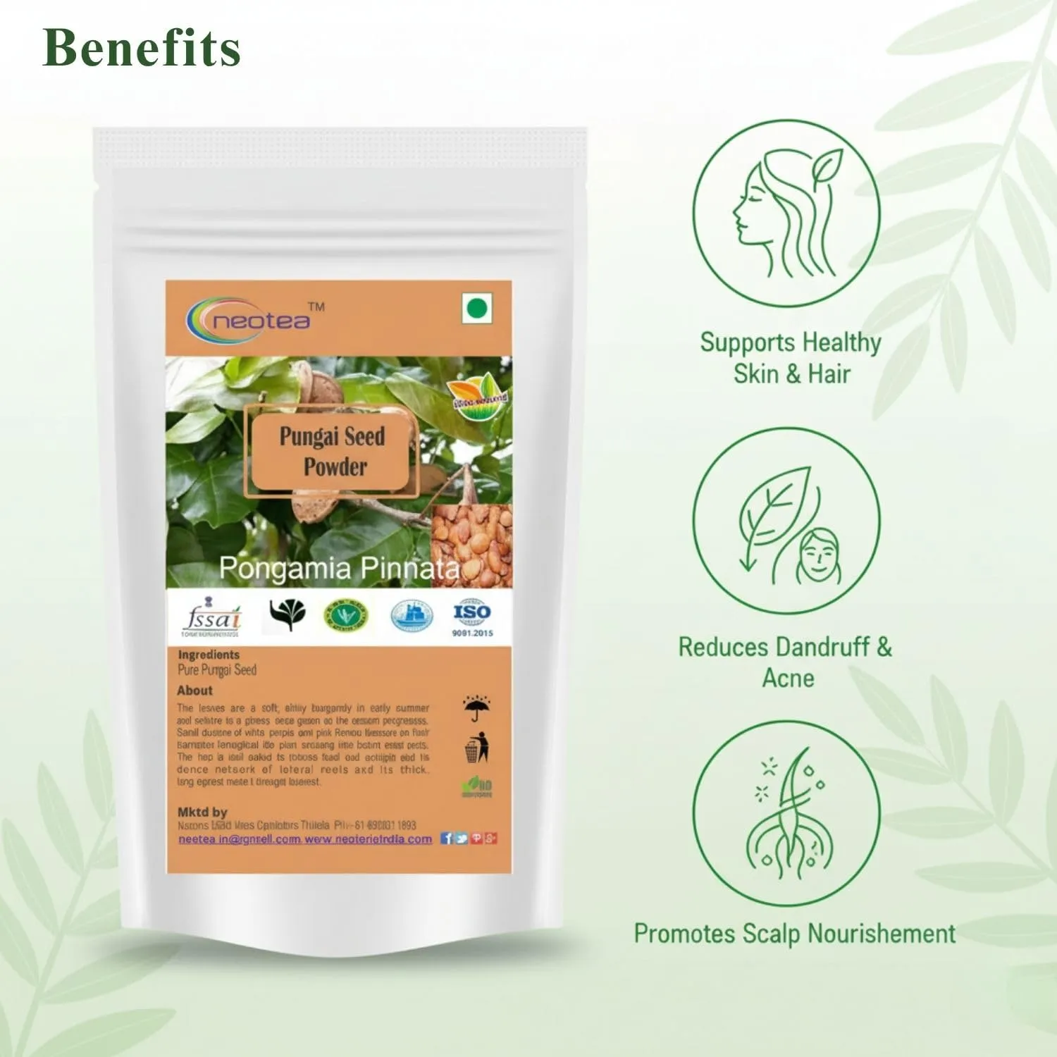 Pungai Seed Powder | Pongamia Pinnata Seed Powder | Finely Ground Natural Herbal Powder | Traditionally Used Botanical Ingredient | For Everyday Herbal & Personal Care Uses | 100% Natural