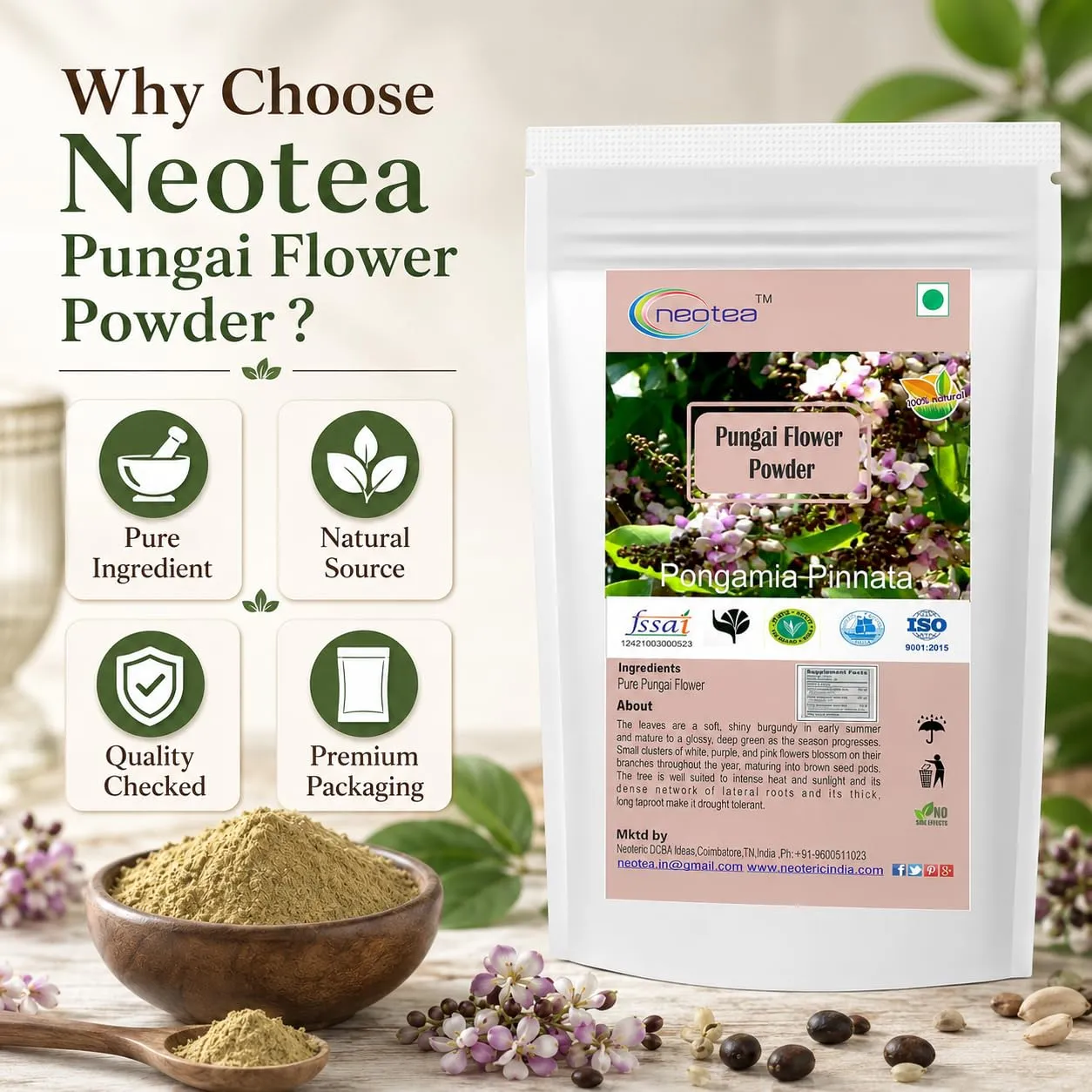 Pungai Flower Powder | 100% Natural Dried Pungai Poo Powder | Finely Ground Herbal Flower Powder | Traditional Botanical Ingredient for Everyday Use | Carefully Processed & Packed