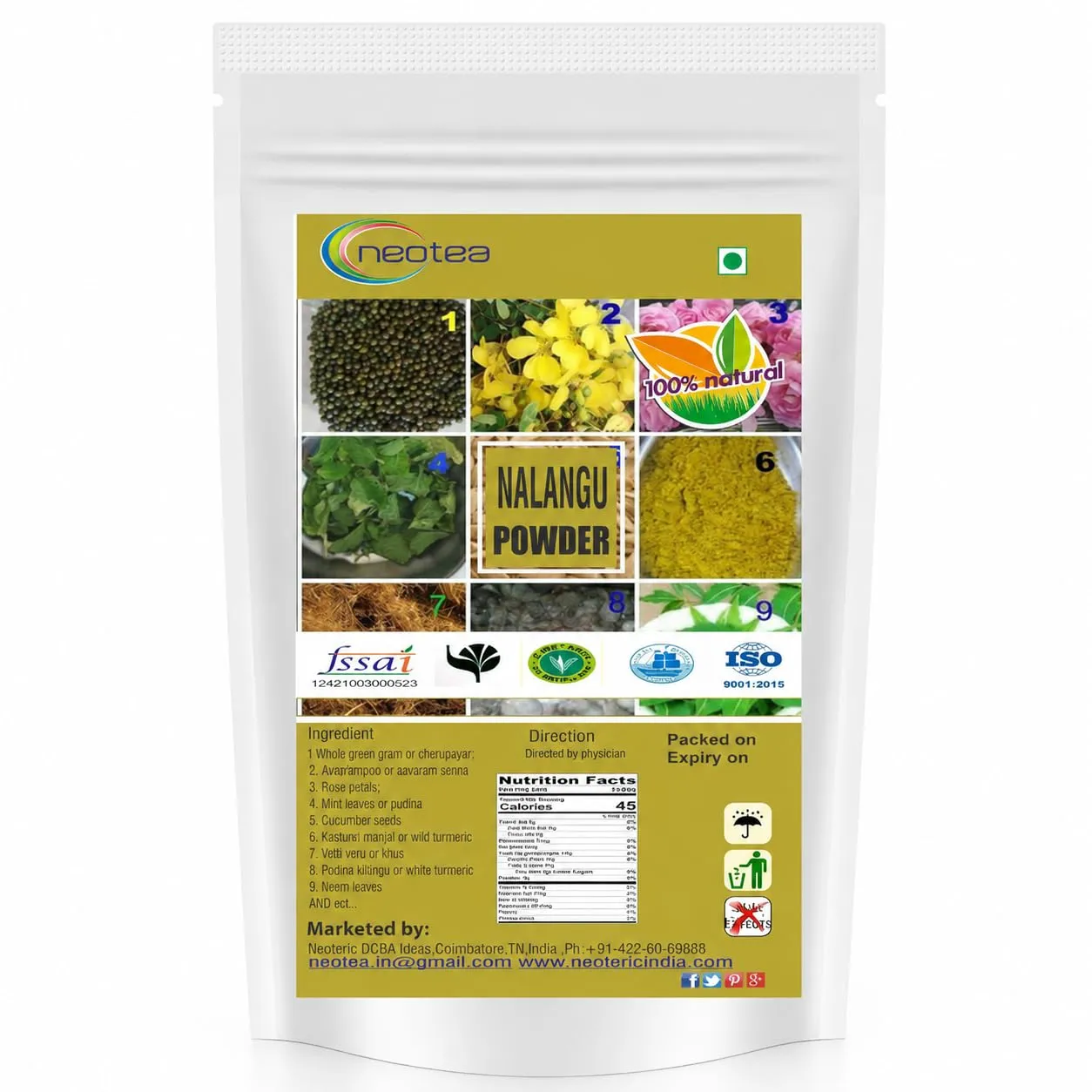 Nalangu Maavu Powder 100% Natural Herbal Bath Powder | Traditional Ayurvedic Body & Bath Powder | Natural Skin Cleansing & Exfoliating Powder | Chemical Free Herbal Powder