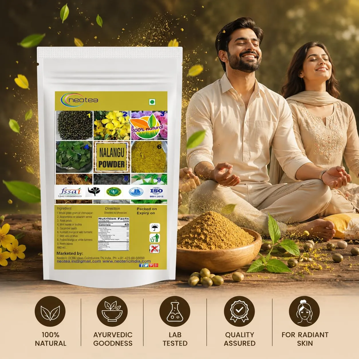 Nalangu Maavu Powder 100% Natural Herbal Bath Powder | Traditional Ayurvedic Body & Bath Powder | Natural Skin Cleansing & Exfoliating Powder | Chemical Free Herbal Powder