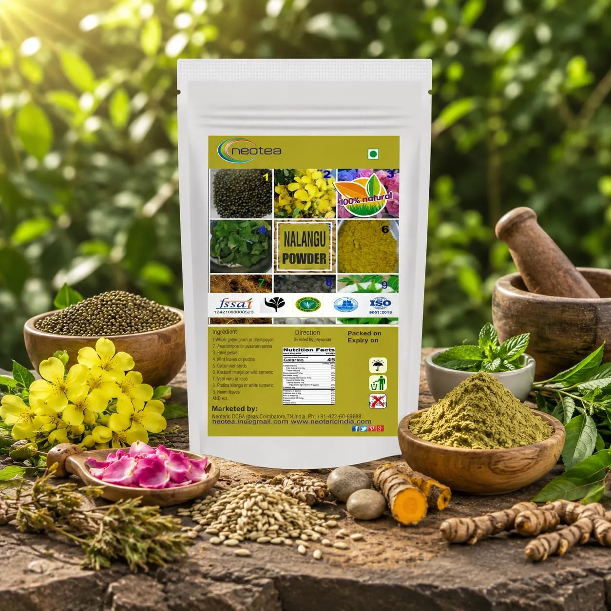 Nalangu Maavu Powder 100% Natural Herbal Bath Powder | Traditional Ayurvedic Body & Bath Powder | Natural Skin Cleansing & Exfoliating Powder | Chemical Free Herbal Powder