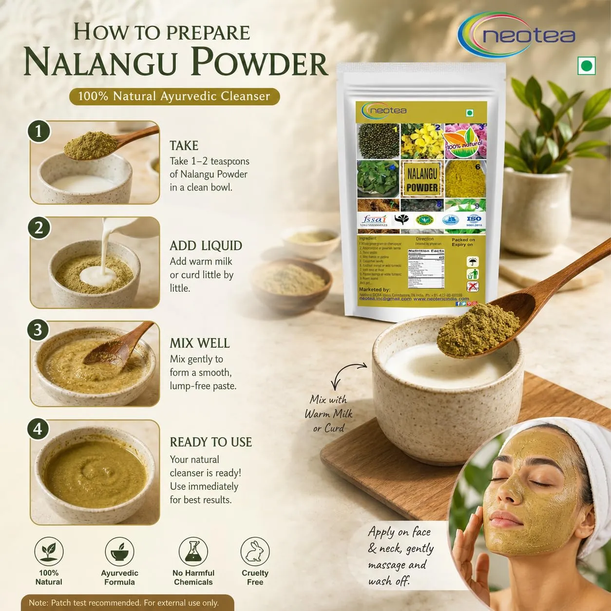 Nalangu Maavu Powder 100% Natural Herbal Bath Powder | Traditional Ayurvedic Body & Bath Powder | Natural Skin Cleansing & Exfoliating Powder | Chemical Free Herbal Powder