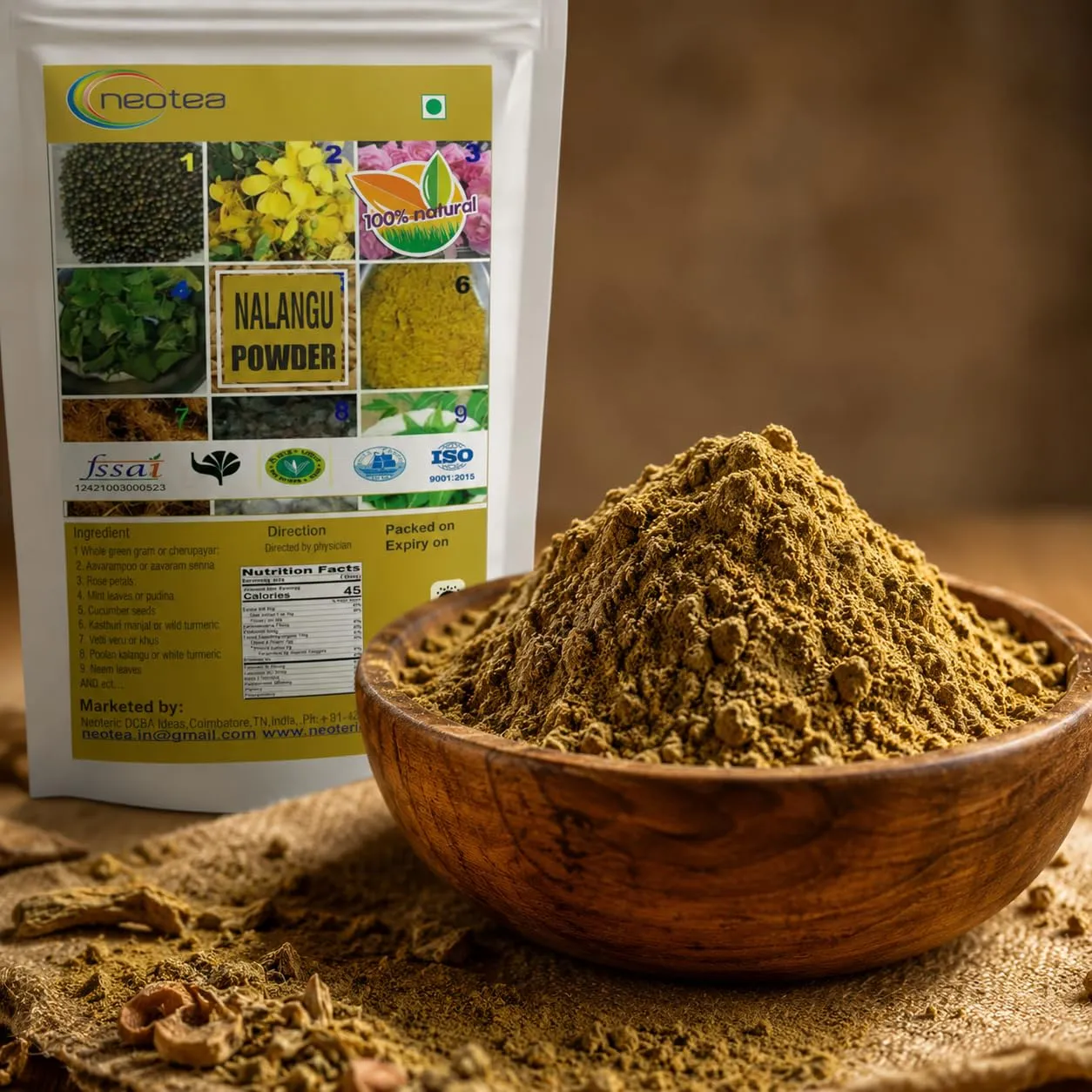 Nalangu Maavu Powder 100% Natural Herbal Bath Powder | Traditional Ayurvedic Body & Bath Powder | Natural Skin Cleansing & Exfoliating Powder | Chemical Free Herbal Powder